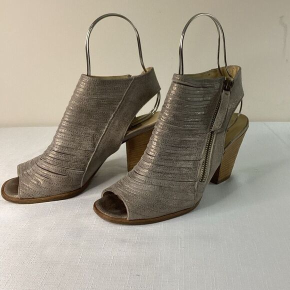 Paul Green Cayenne Peep Toe Bootie Sandals Metallic Leather  Insole Size 6.5 - Picture 3 of 9